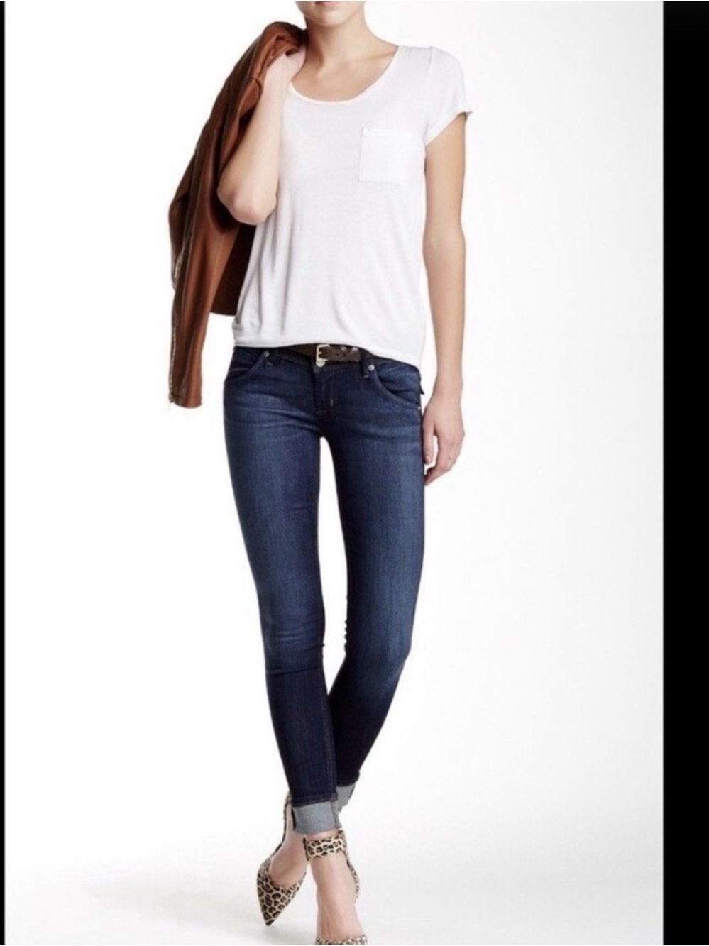 Hudson Jeans Dark Blue Cropped Skinny Ankle Jeans 25